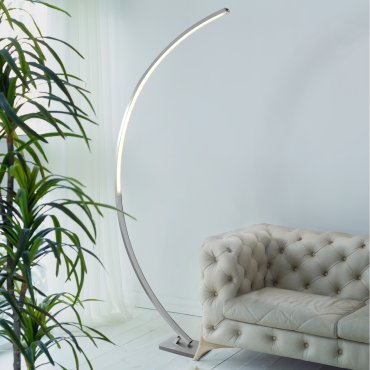 Searchlight Colton - lampadaire - 169 cm - 24W LED dimmable inclus - argent satiné