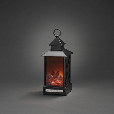 Konstsmide Christmas lights - lanterne de cheminée à piles - 15 x 15 x 32 cm - IP44 - noir