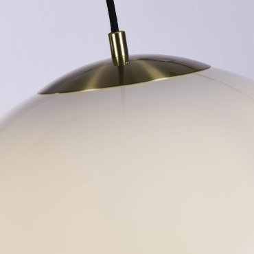 Searchlight Atom II - lampe suspendue - Ø 40 x 120 cm - laiton satiné et opale