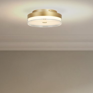 Searchlight Cyprus - plafonnier - Ø 30 x 11 cm - 21W LED dimmable inclus - doré et transparent
