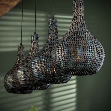 Vico Armor - Lampe suspendue 4L - 140 x 25 - 150 cm - Noir marron