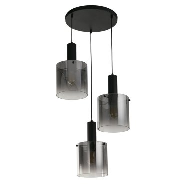 Searchlight Sweden - lampe suspendue - Ø 47 x 150 cm - noir mat et verre fumé
