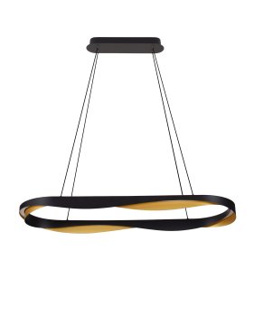 Nova Luce Radon - lampe suspendue - Ø 100 x 160 cm - 62W dimmable LED inclus - noir mat et or