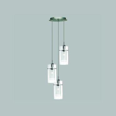 Searchlight Duo 1 - lampe suspendue - Ø 26 x 120 cm - chrome et transparent
