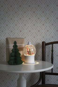 MODÈLE D’EXPOSITION - Konstsmide Christmas lights - lanterne de neige avec 4 Pères Noël à piles - Ø 12,5 x 21 cm - blanc antique