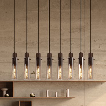 Searchlight Sweden II - lampe suspendue - 110 x 120 cm - moka et ambre