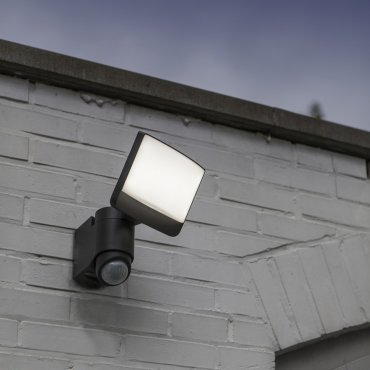 Lutec Sunshine - applique extérieure avec détecteur - 20 x 18 x 24 cm - 16,5W LED inclus - IP44 - gris foncé