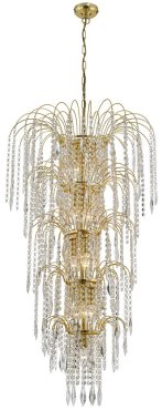 Searchlight Waterfall - lustre - Ø 58 x 264 cm - or et transparent