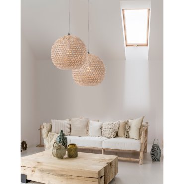 Nova Luce Melody - lampe suspendue - Ø 40 x 250 cm - brun et noir