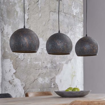 Vico Perforated - lampe suspendue 3L - 110 x 25 x 150 cm - noir brun