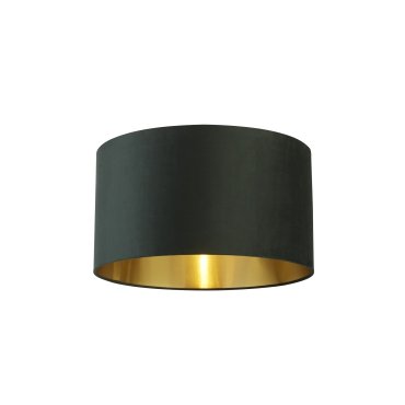 Searchlight Drum Shade - abat-jour - Ø 50 x 28 cm - vert foncé et or brossé