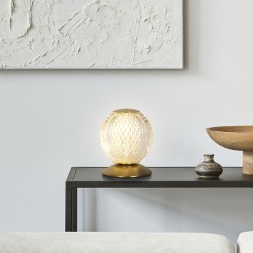 Searchlight Allure - lampe à poser - Ø 11 x 13 cm - laiton satiné et transparent