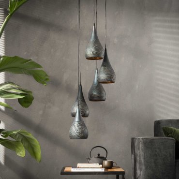 Vico Stepped Punch - lampe suspendue - Ø 35 x 150 cm - noir brun