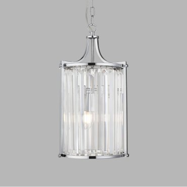 Searchlight Victoria - lampe suspendue - Ø 26 x 150 cm - chrome et transparent