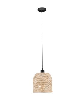 Nova Luce Intra - lampe suspendue - Ø 23 x 130 cm - bambou naturel et noir