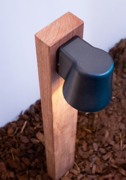Roi Du Luminaire Padouk Teichos - borne jardin - 15 × 8,8 × 70 cm + pied 30 cm - IP54 - noir et padouk