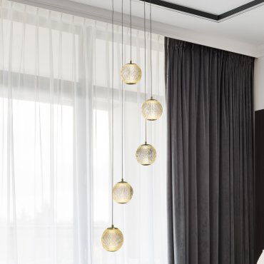 Searchlight Allure - lampe suspendue - Ø 30 x 150 cm - 21W dimmable LED inclus - laiton satiné et transparent