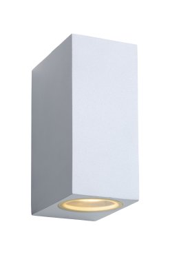 Lucide Zora 2 - applique murale extérieure - 6,5 x 9 x 15 cm - 2 x 5W LED dimmable inclus - IP44 - blanc