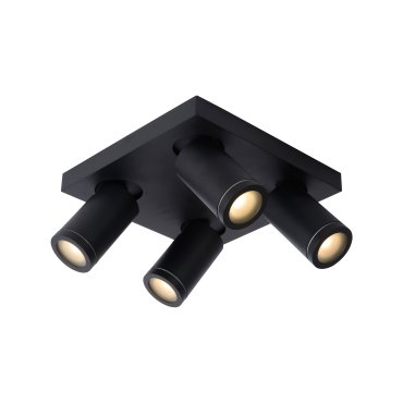 Lucide Taylor - spot en saillie 4L - 24 x 24 x 12,5 cm - 4 x 5W LED dimmable inclus - dim to warm - IP44 - noir