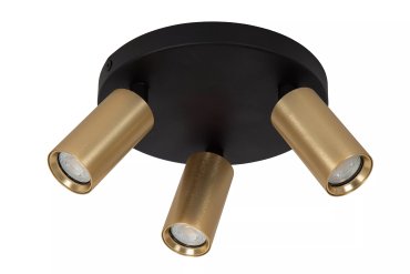 Lucide Ritmo - spot en saillie 3L - Ø 18 x 11,1 cm - noir avec or