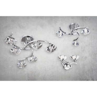 Searchlight Sculptured Ice II - applique murale avec interrupteur à tirette - 27 x 18 cm - chrome