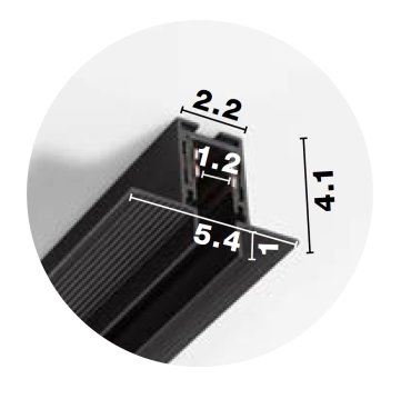 Nova Luce Ultra Slim - rail magnétique encastré sans raccord avec ailettes de 1 cm de profondeur - 100 cm - noir