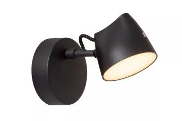Lucide Milne - applique murale - Ø 10 x 16,5 cm - 6W LED dimmable inclus - noir