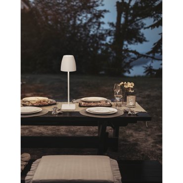 Nova Luce Colt - lampe de table extérieure à piles - Ø 11 x 38 cm - 1W LED dimmable inclus - IP44 - blanc sable