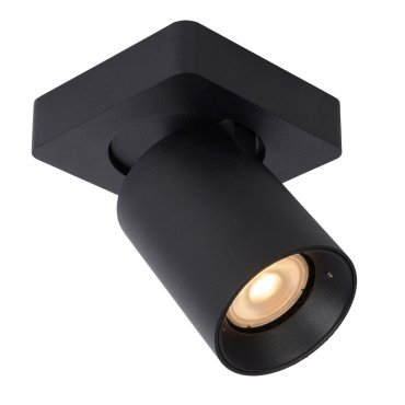 Lucide Nigel - spot en saillie - 10 x 10 x 11,3 cm - 5W dimmable inclus - dim to warm - noir