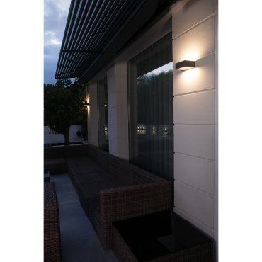 Faro Alp - applique murale - 15 x 13 x 6 cm - 8W LED inclus - IP54 - gris foncé