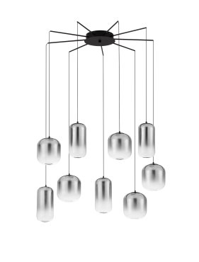 Nova Luce Aelia - lampe suspendue - Ø 82 x 145 cm - 36W LED inclus - noir mat et gris fumé