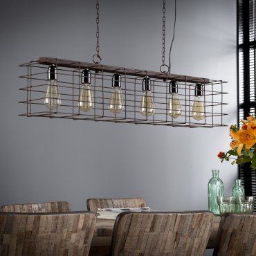 MODÈLE D’EXPOSITION - Vico Cage - lampe suspendue - 95 x 21 x 150 cm - brun rouille