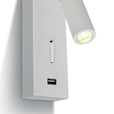 ONE Light Reading Spots - applique murale avec interrupteur - 6 x 2,5 x 18 cm - 3W LED inclus - blanc