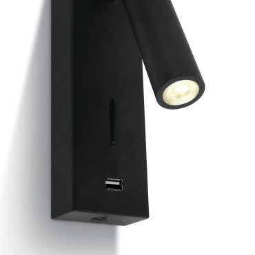 ONE Light Reading Spots - applique murale avec interrupteur - 6 x 2,5 x 18 cm - 3W LED inclus - noir