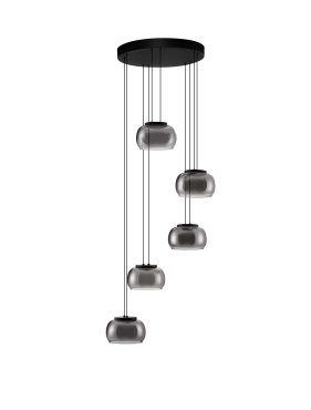 Nova Luce Bios - lampe suspendue - Ø 52 x 217 cm - 41W dimmable LED inclus - noir mat et gris fumé