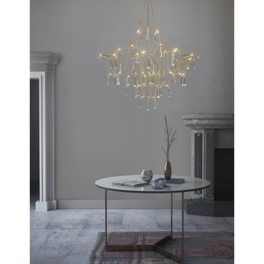 Nova Luce Goro - lampe suspendue - Ø 80 x 160 cm - 20W LED inclus - or et transparent