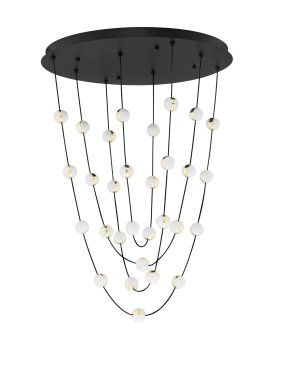 Nova Luce Alcinoe - lampe suspendue - Ø 84 x 120 cm - 102W dimmable LED inclus - noir mat et or