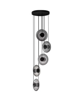 Nova Luce Ballet - lampe suspendue - Ø 40 x 220 cm - 40W dimmable LED inclus - noir sablé et gris fumé