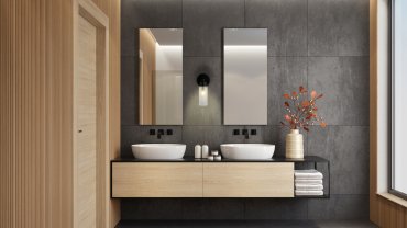 Searchlight Imperial - applique murale - 10 x 22 cm - IP44 - noir mat et transparent