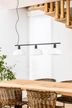 Faro Tatawin - lampe suspendue 3L - 16,6 x 100 x 210 cm - noir/verre laiteux