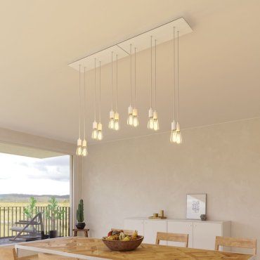Creative Cables - Rose-One Rosace de plafond rectangulaire pour 6 points lumineux - 67,5 x 22,5 cm - blanc