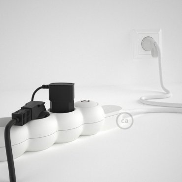 Creative Cables - multiprise avec câble de 1 mètre - 4 points de connexion - version BE/FR avec broche de mise à la terre - blanc