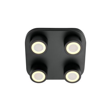 Nordlux Clyde 4-Spot - plafonnier - 28 x 28 x 7,5 cm - 3 niveaux de gradation - 4 x 5W LED inclus - noir