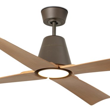 Faro Typhoon - ventilateur de plafond avec lumière et télécommande - Ø 127 cm - 19W LED inclus - IP44 - marron et érable