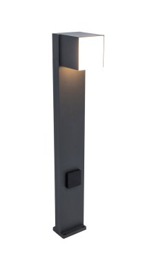 Lutec Cuba - poteau de jardin avec prise (avec mise à la terre) - 23,7 x 11 x 75 cm - 12,2W LED inclus - IP54 - gris foncé