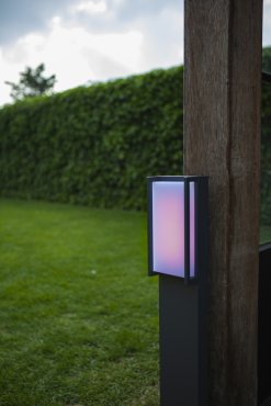 Lutec Qubo - poteau de jardin - éclairage intelligent - Lutec Connect - 11 x 9 x 75 cm - 16W LED inclus - IP54 - gris foncé