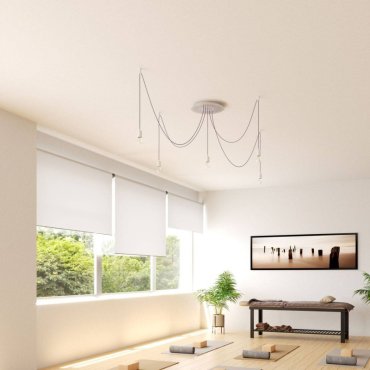 Creative Cables - Rose-One Rosace de plafond ronde pour 5 points lumineux en ligne - Ø 40 x 3,5 cm - blanc