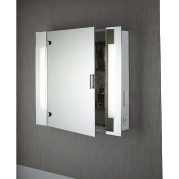 Searchlight Miroirs de salle de bains - miroir avec éclairage - 66 x 60 cm - 9,6W LED inclus - IP44 - blanc et chrome