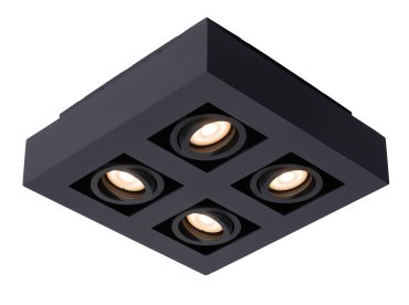 Lucide Xirax - spot en saillie 4L - 25 x 8 cm - 4 x 5W LED dimmable inclus - dim to warm - noir