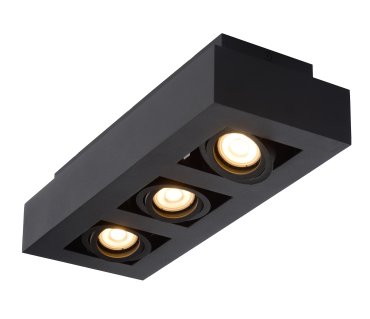 Lucide Xirax - spot en saillie 3L - 14 x 36 x 8 cm - 3 x 5W LED dimmable inclus - dim to warm - noir